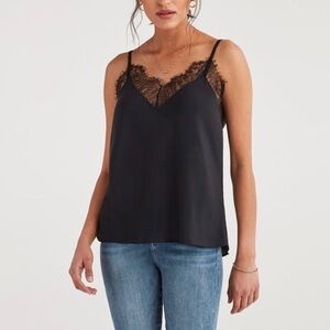 7 For All Mankind Lace Trim Black Women’s Cami Top Size 1X NWT